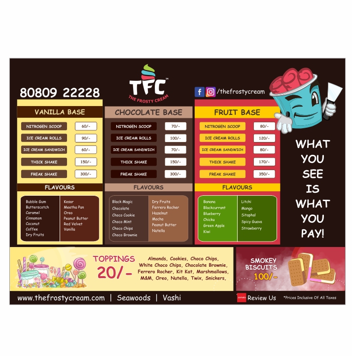 TFC Menu Card