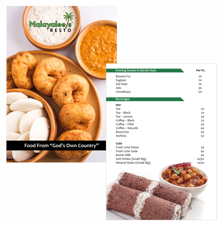 Malayalees Resto Menu Card