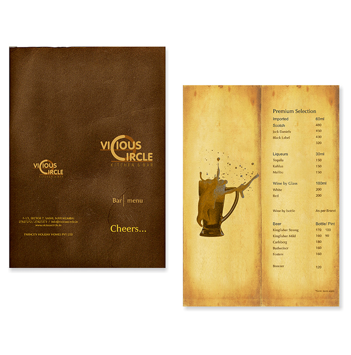 Vicious Circle Menu Card